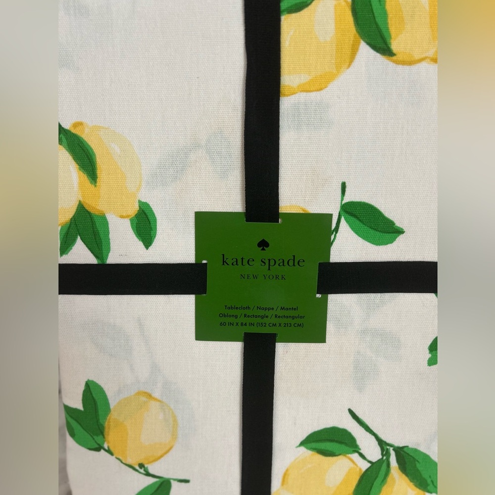 Kate Spade New York Lemon Tablecloth, 60" x 84" Oblong, 100% Cotton